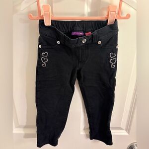 Y2K Greendog Black stretch leggings with Rhinestone heart Accents